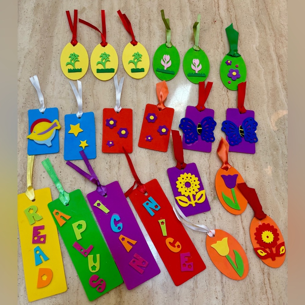 Set of 20 Handcrafted Colorful Foam Bookmarks for Kids